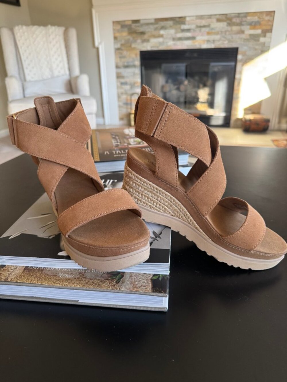 UGG Ileana Strap Chestnut Suede Platform Women's Wedge Sandals Size 8